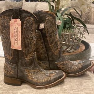 Acme- vintage grey laser cut cowgirl boots